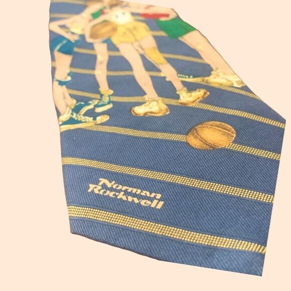 SILK Neck Tie 1996 Basketball Inspired By Norman Rockwell - Picture 4 of 9